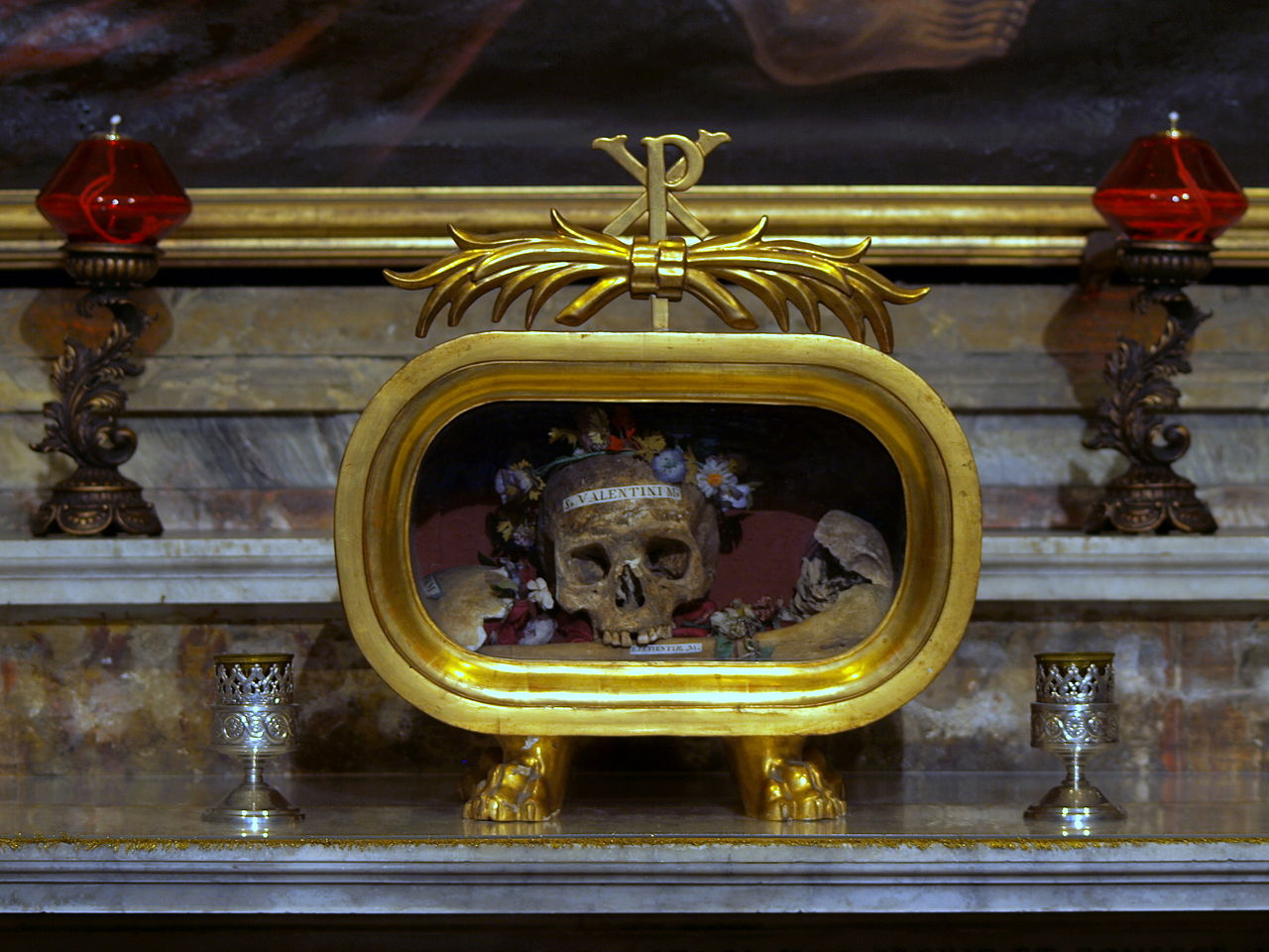 Skull of St Valentine is kept in the Greek-Catholic Church of Santa Maria in Cosmedin in Rome, Italy.