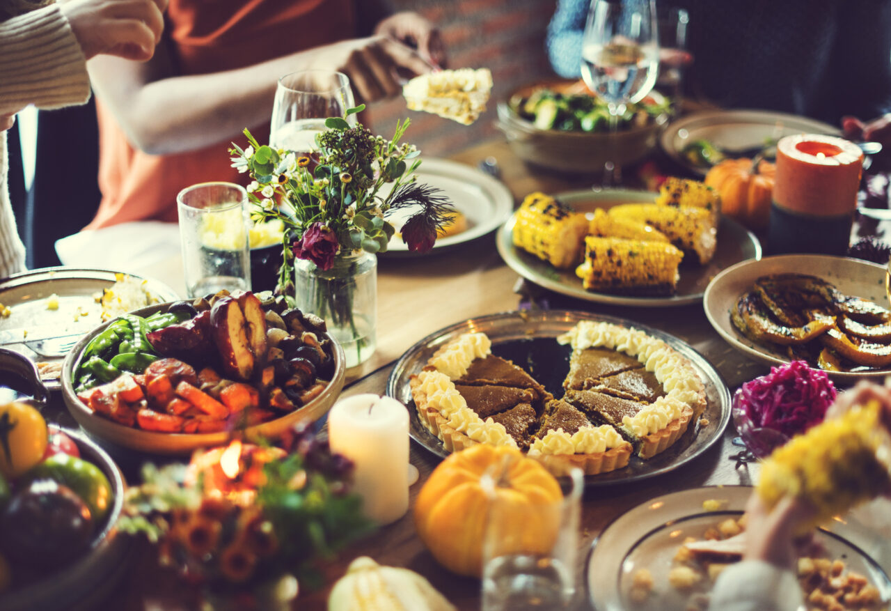 Table full of food at a Celebration Feast.