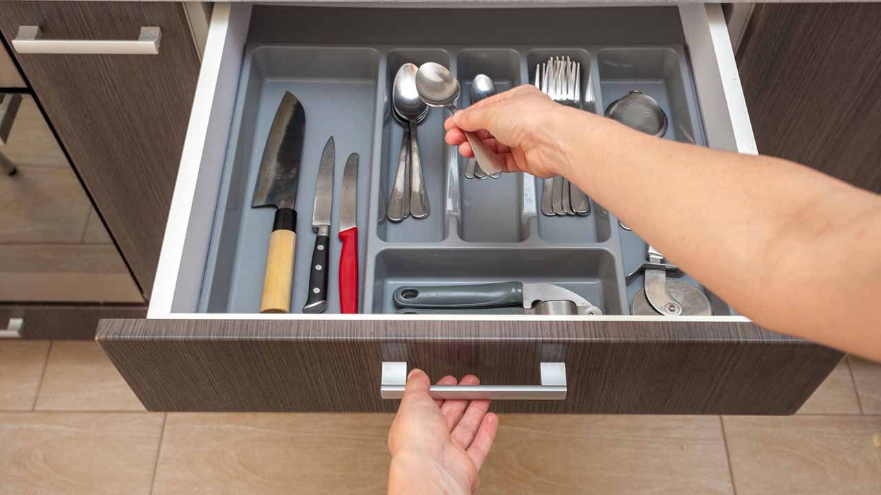 Organized kitchen utensil drawer